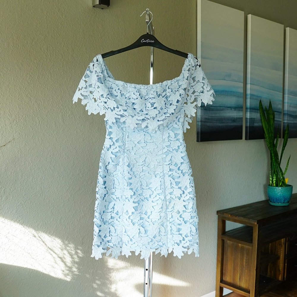 Blue Floral mini cocktail dress